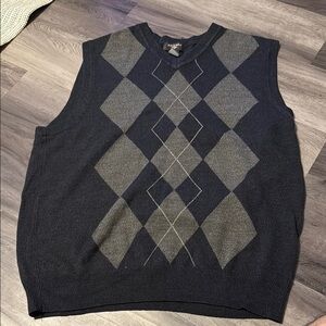 Men's Argyle Sweater Vest - Black and Gray